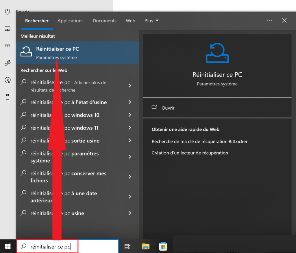 Réinitialiser pc Asus