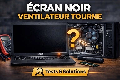 pc asus ecran noir ventilateur tourne