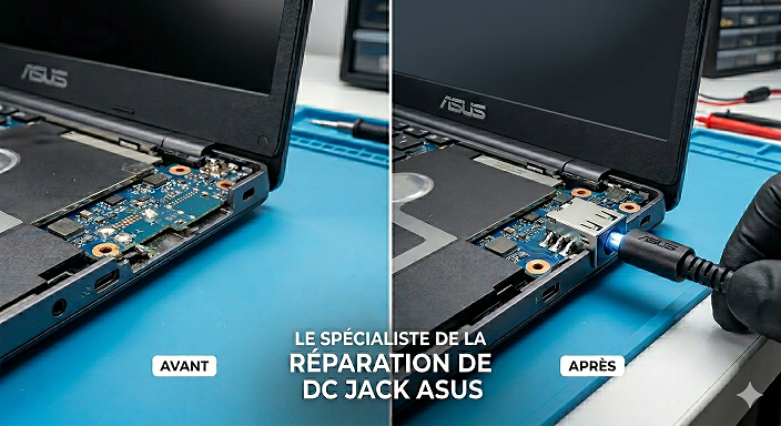 Réparation connecteur alimentation pc Asus Paris